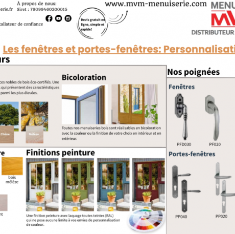 Les fenêtres et portes-fenêtres: Couleurs et poignées - MVM menuisier Lyon Rhône