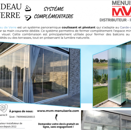 Le garde corps : Le rideau de verre - MVM menuisier Lyon Rhône