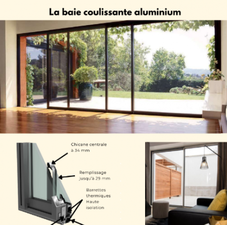 La baie coulissante aluminium - MVM menuisier Lyon Rhône
