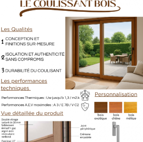 Le coulissant bois - MVM menuisier Lyon Rhône