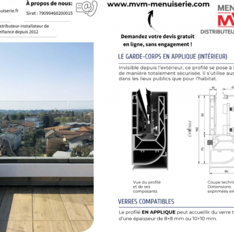 Le garde corps en applique (intérieur) - MVM menuisier Lyon Rhône