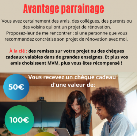 Avantage parrainage - MVM menuisier Lyon Rhône