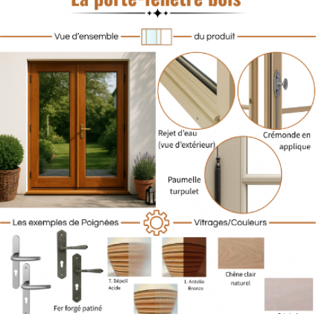 La porte fenêtre bois - MVM menuisier. Porte-fenêtre bois isolante pour rénovation à Lyon. Pose de portes-fenêtres bois à Lyon, Vénissieux et alentours.