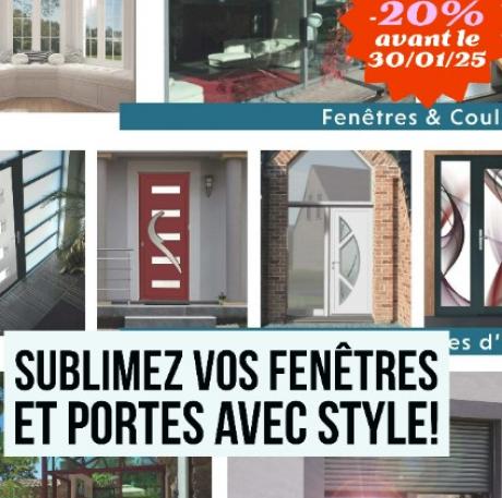 Profitez de notre offre exceptionnelle de -20% sur toutes les commandes de fenêtres PVC, ALUMINIUM & BOIS passées avant le 30 janvier 2025 !